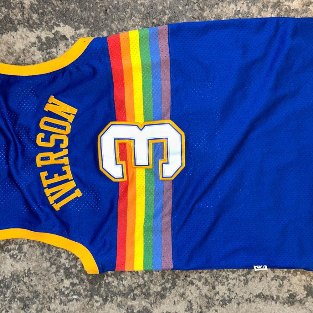 Allen Iverson Denver Nuggets #3 retro rainbow jersey